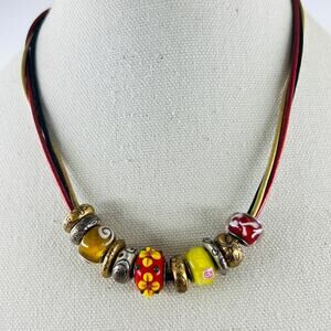 Chico's Boho Necklace Multi Cord Colorful Beads Artisan Summer Statement
